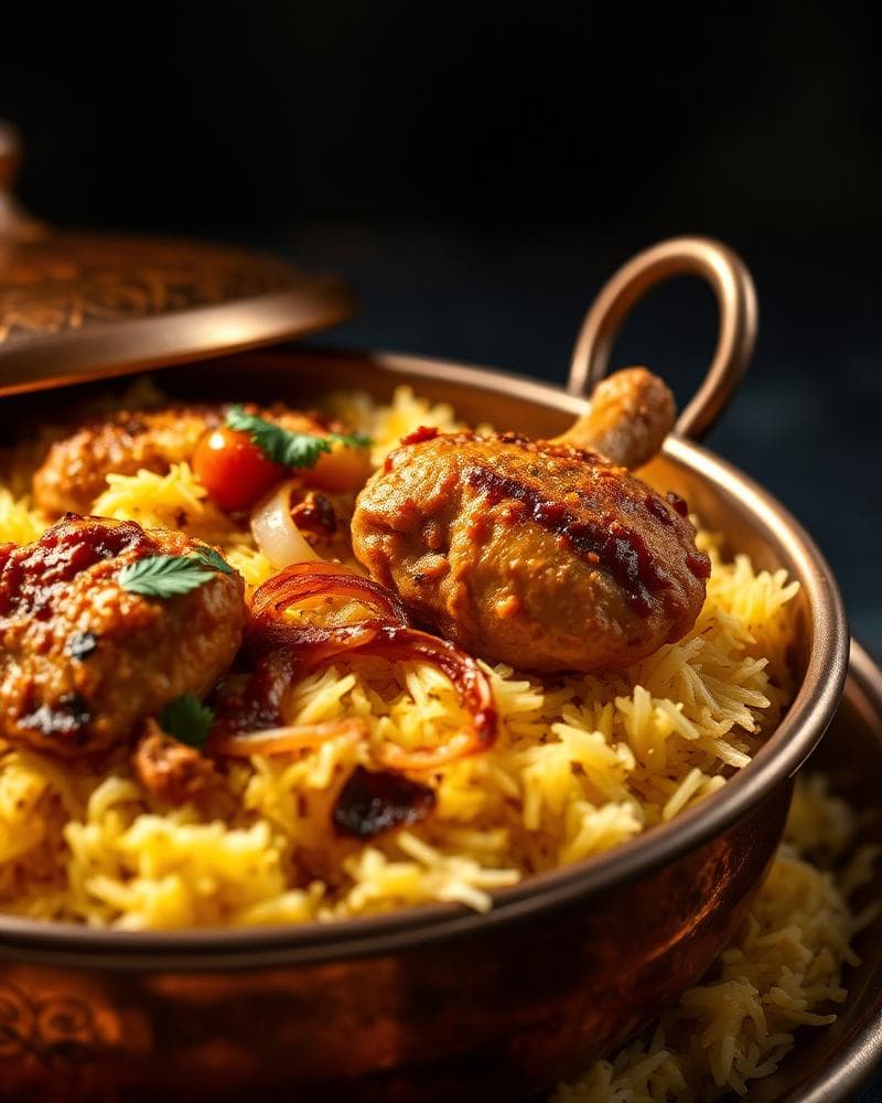 Biryani served with aromatic rice, a centrepiece for a wedding menu